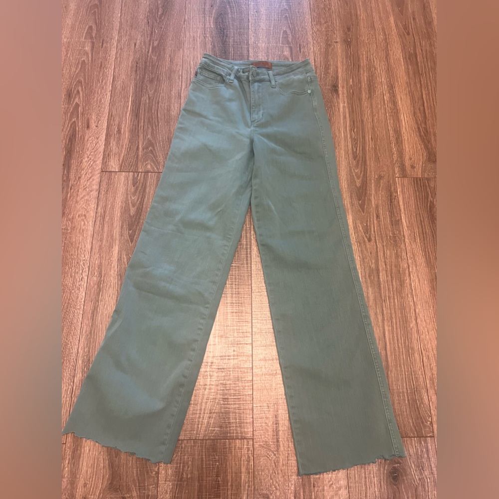 Judy Blue Olive Green Wide Leg Flare Jeans
